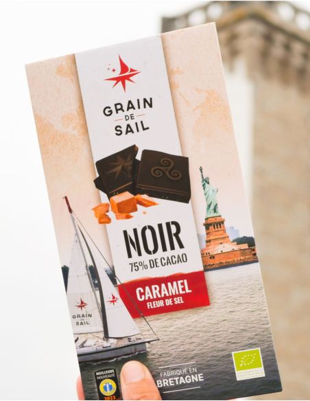 Tablette chocolat noir, caramel et fleur de sel BIO