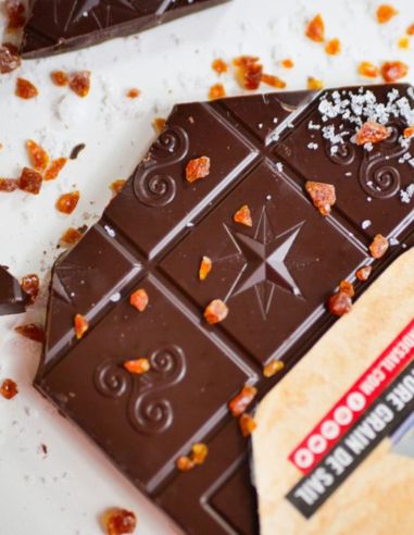 Tablette chocolat noir, caramel et fleur de sel BIO