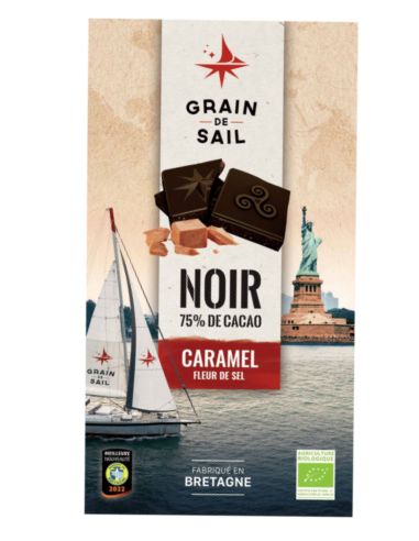 Tablette chocolat noir, caramel et fleur de sel BIO