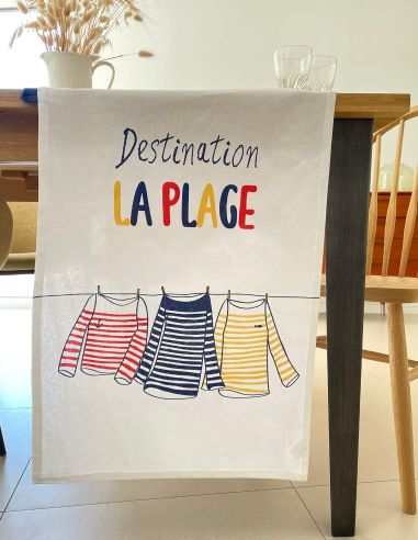 Torchon "Destination la Plage"