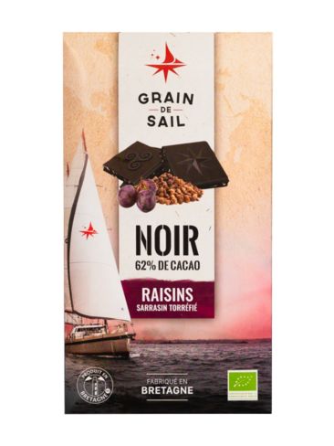 Tablette chocolat noir raisin et sarrasin torréfié