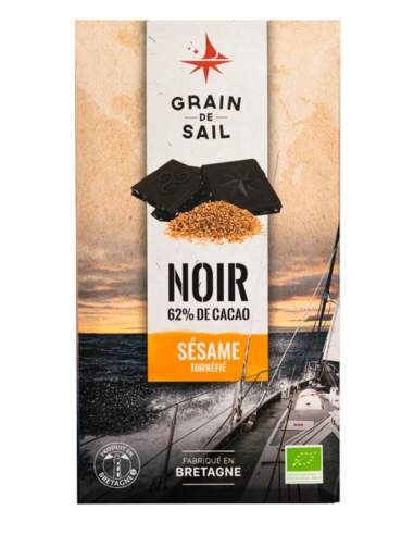 Tablette chocolat noir et sésame torréfié - Grain de Sail