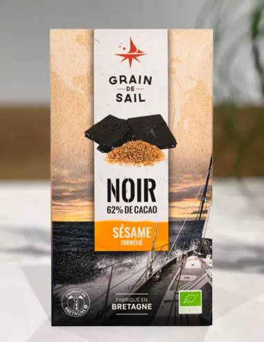 Tablette chocolat noir et sésame torréfié - Grain de Sail
