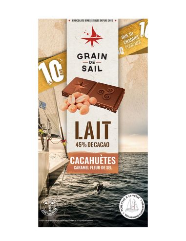 Tablette chocolat au lait, cacahuètes, caramel et fleur de sel - Grain de Sail