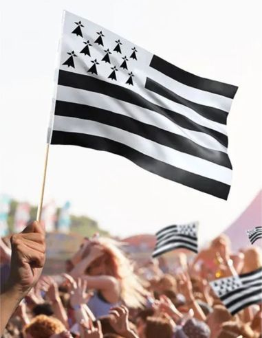 Petit drapeau breton Gwenn ha Du avec manche