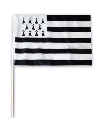 Petit drapeau breton Gwenn ha Du avec manche