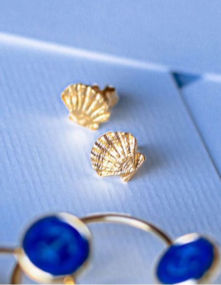 Boucles d'oreilles puces | Coquille Saint-Jacques