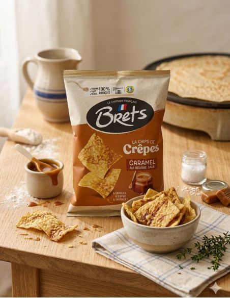 Chips de crêpes saveur caramel au beurre salé - Brets